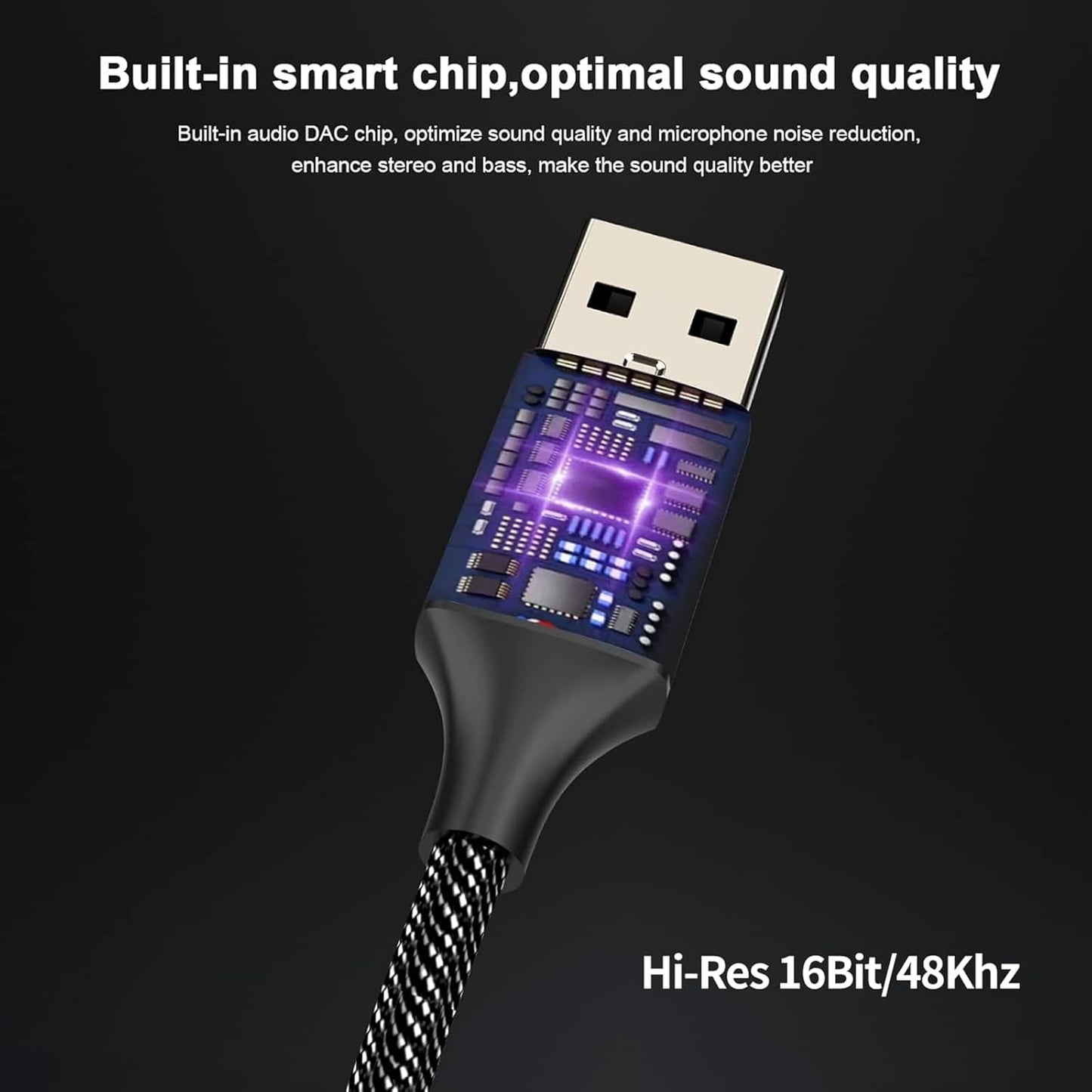 Adaptateur USB MOSWAG vers prise audio TRSS 3,5 mm 0,65 pied = 20 cm