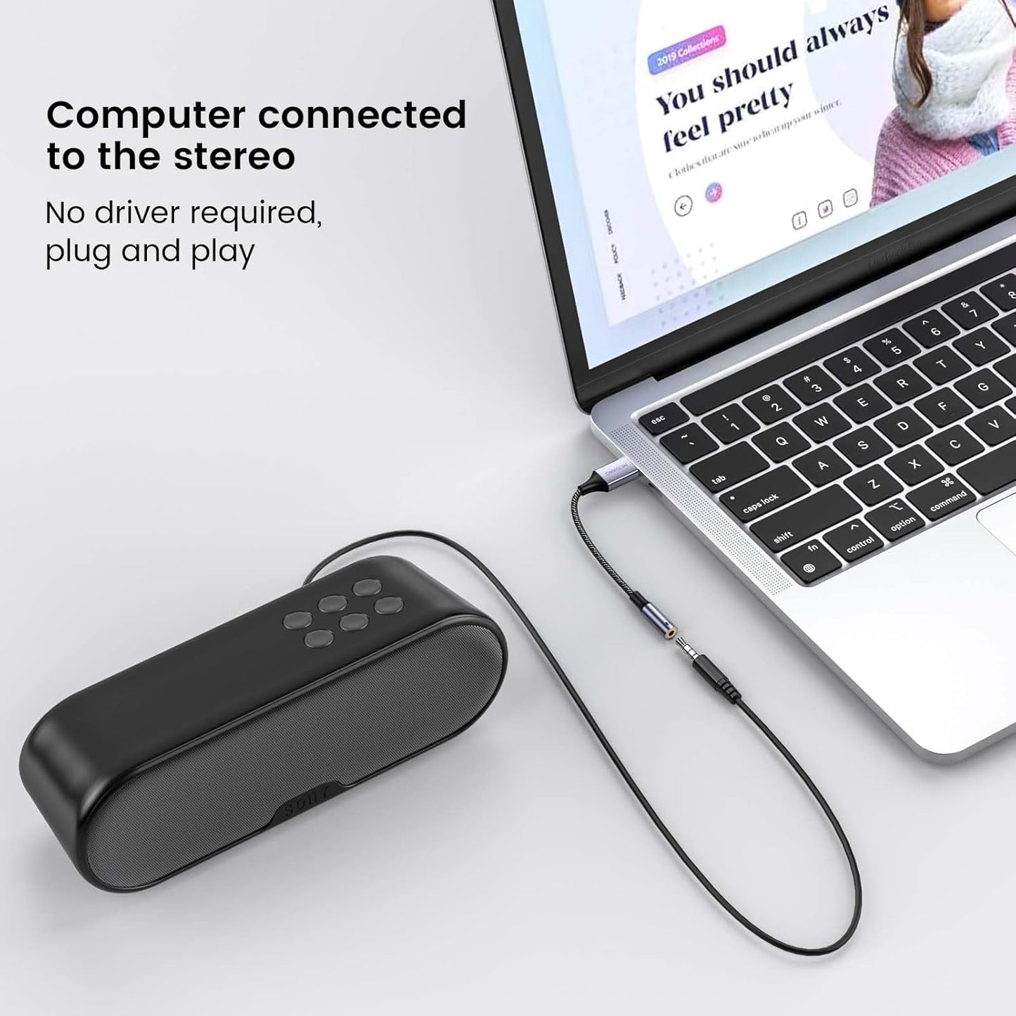 Adaptateur USB MOSWAG vers prise audio TRSS 3,5 mm 0,65 pied = 20 cm