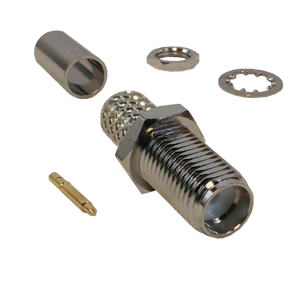 Connecteur femelle à sertir SMA à polarité inversée pour cloison LMR-240 50 ohms