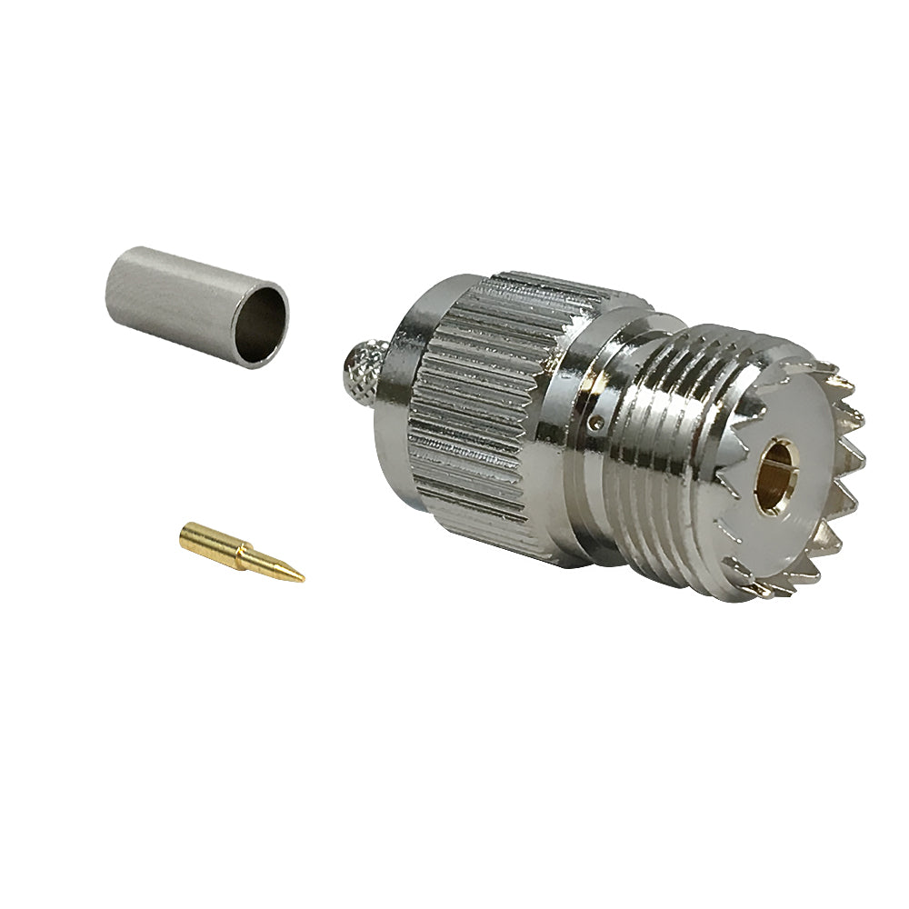 Connecteur femelle à sertir UHF pour RG58 (LMR-195) 50 ohms