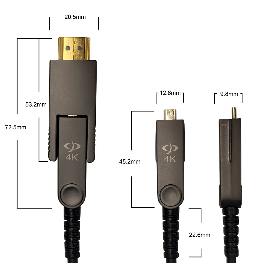 AOC 2.0 - Active Optical Cable - HDMI High Speed with Detachable Head - 4K@60Hz - 18Gbps - HDR Cable - CMP Plenum Rated
