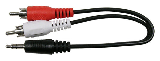 27-971-0  3.5MM STEREO TO 2 RCA PLUGS 6"