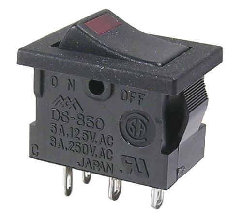 46-140-0  SPST ROCKER RED LED 5A/125VAC