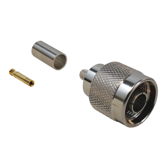 Connecteur à sertir mâle à polarité inversée de type N pour RG58 (LMR-195) 50 ohms