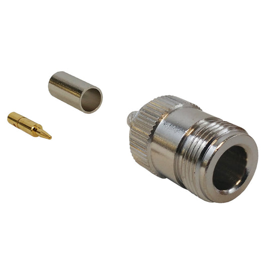 Connecteur femelle à sertir de type N à polarité inversée pour RG58 (LMR-195) 50 ohms
